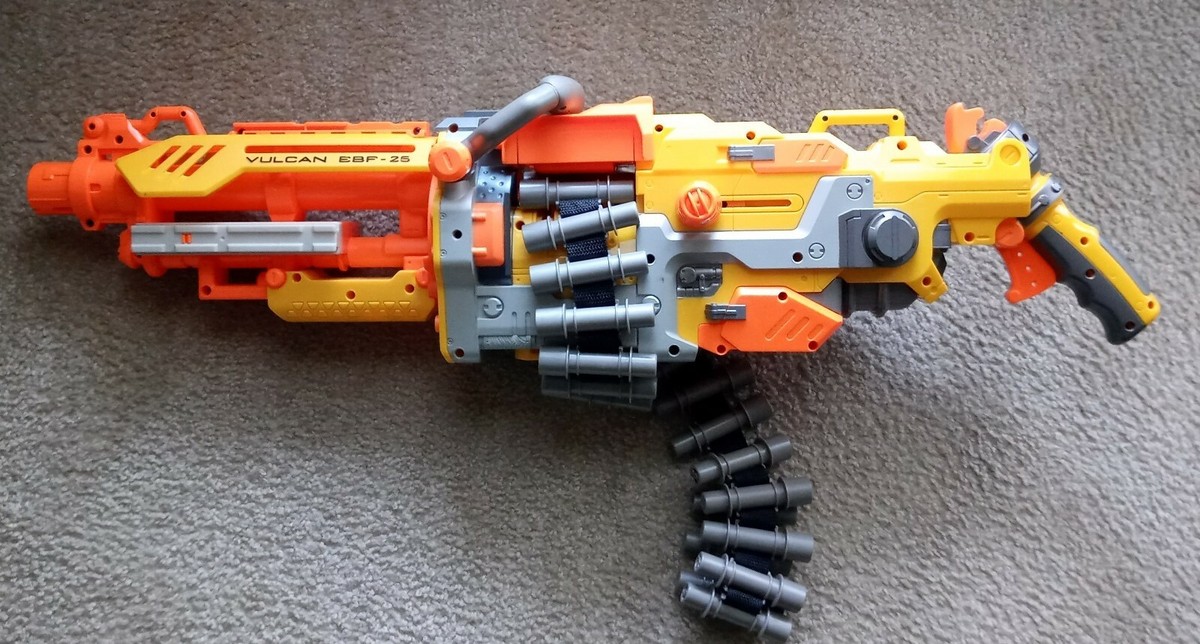 Nerf N Strike Vulcan EBF-25 Dart Blaster Toy Gun Yellow Orange