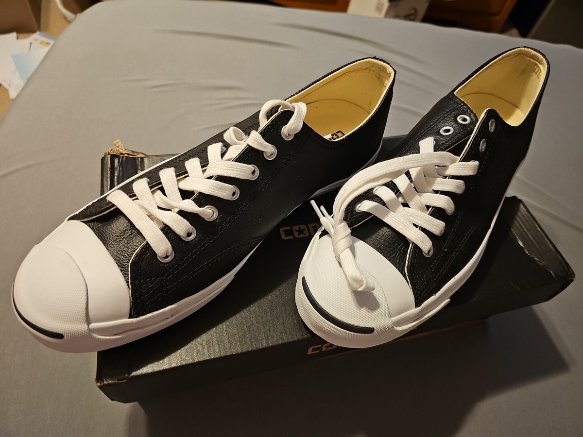 024 CONVERSE LEATHER JACK PURCELL Black LEA OX Men's Size 12 Shoes