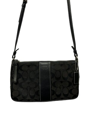 Coach Y2K Signature 2003 Vintage Black On Black Logo Crossbody Bag