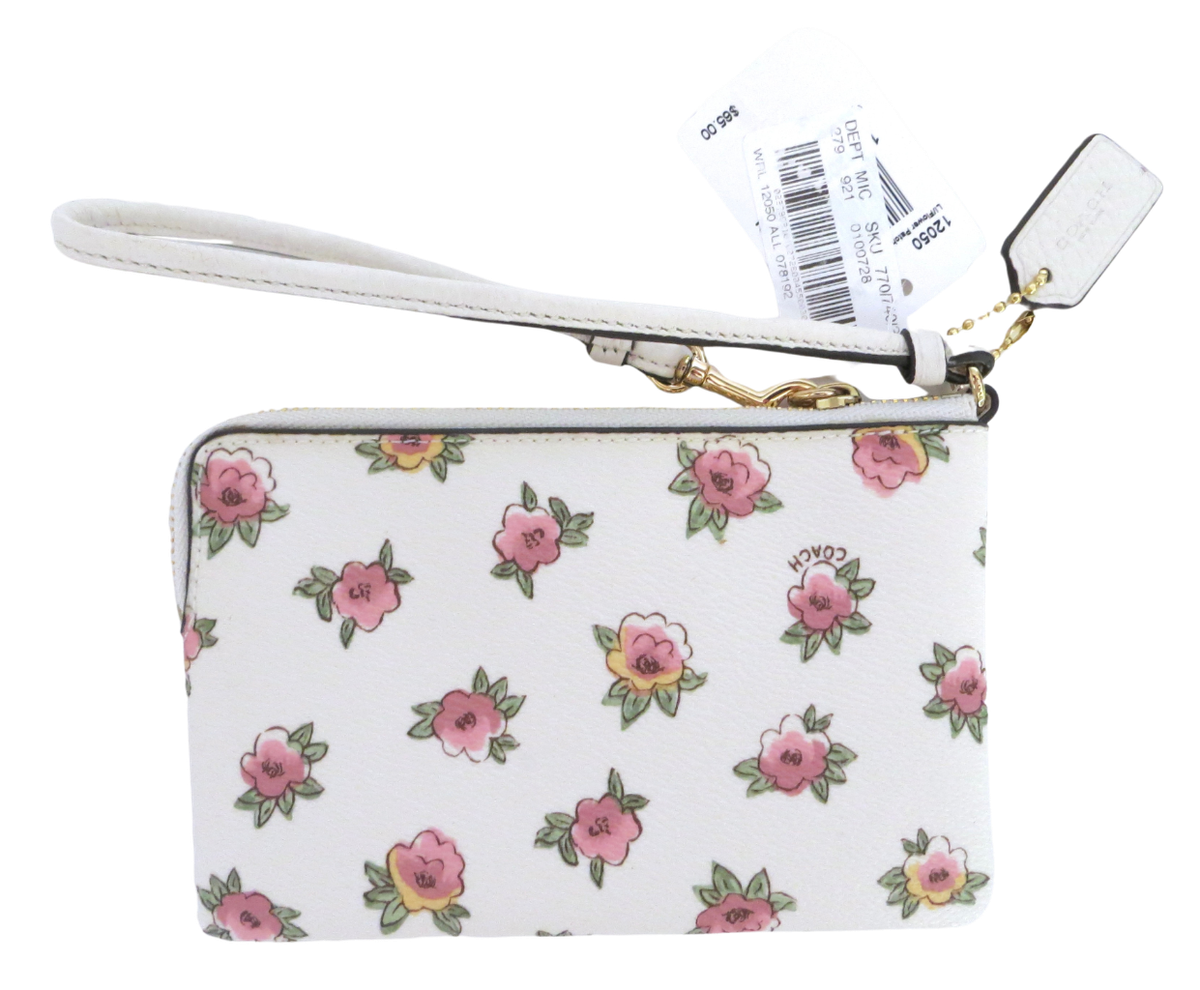 New NWT Coach Flower Patch Ivory Pink Floral Coated Canvas