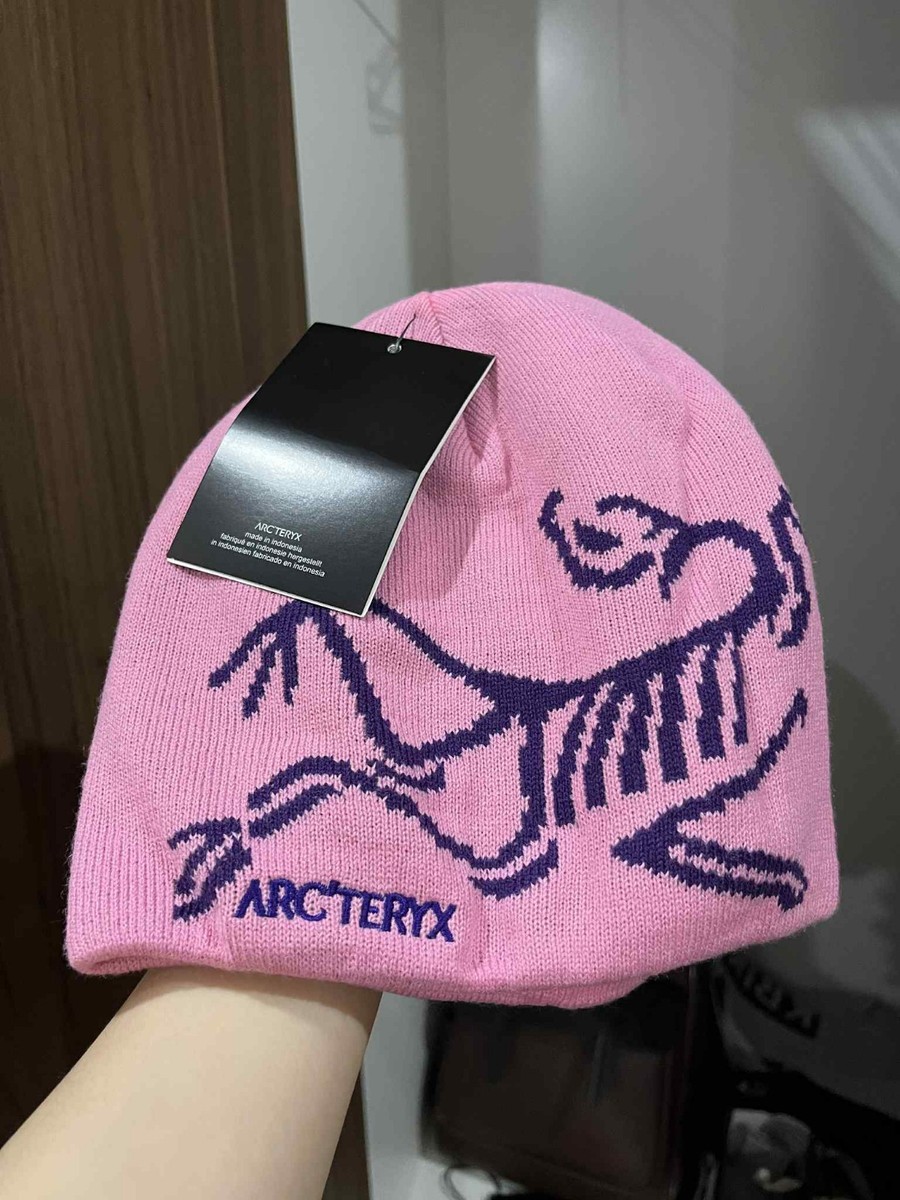 New Arc'teryx Merino Wool Beanie Pink Bird Head Logo Winter Ski