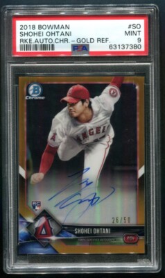 2018 Bowman Chrome Shohei Ohtani Gold Refractor RC AUTO 26/50 PSA