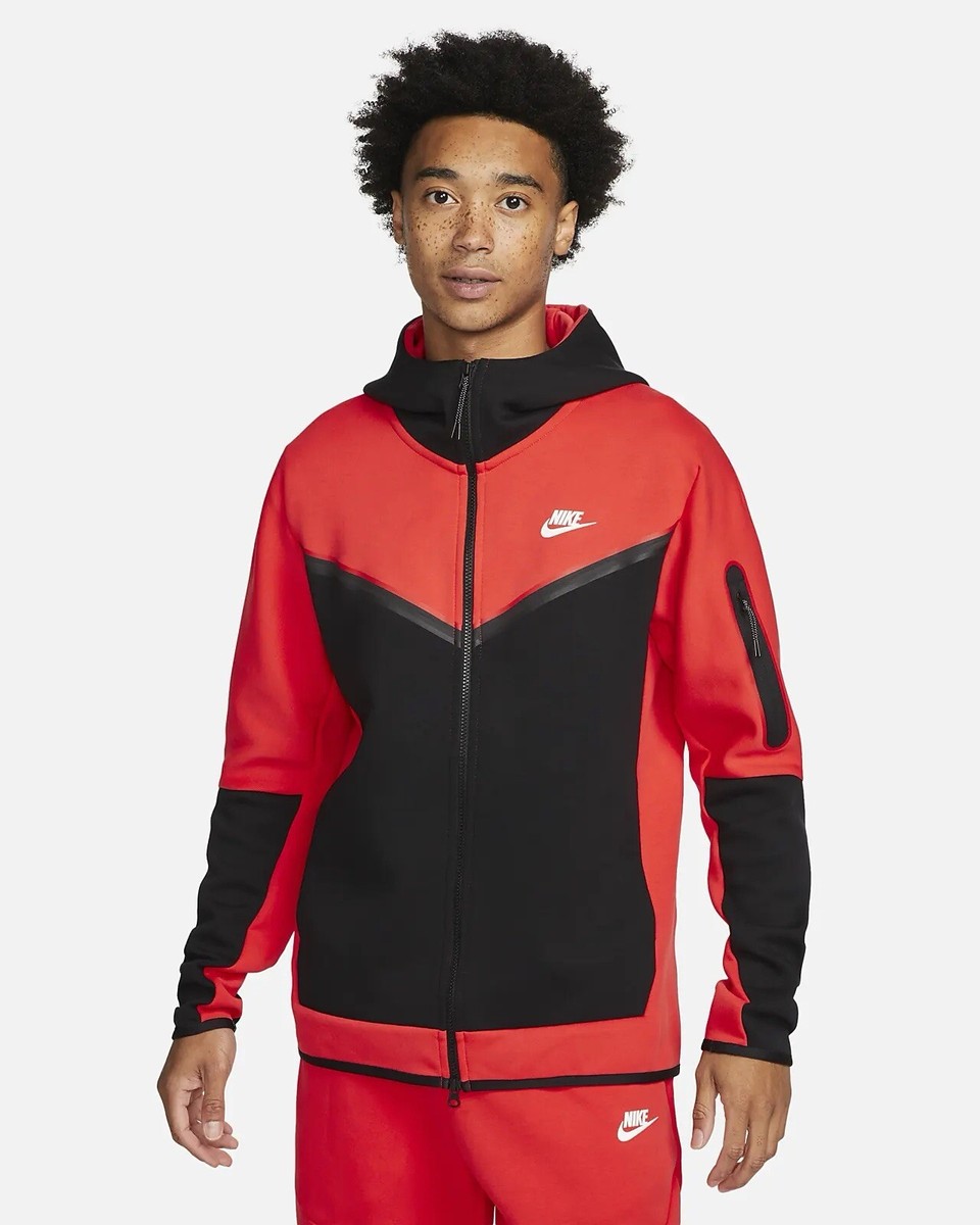 RARE Nike Tech Fleece Jacket NWT 2 XL DV0537 696 Red Black Hoodie