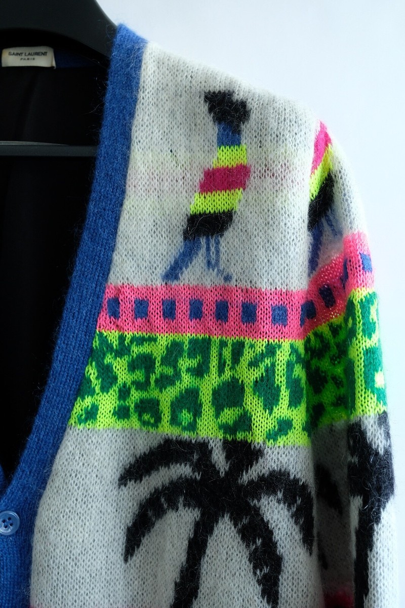 Saint Laurent Dino Cardigan SS16 Surf Sound Dinosaur Mohair Hedi