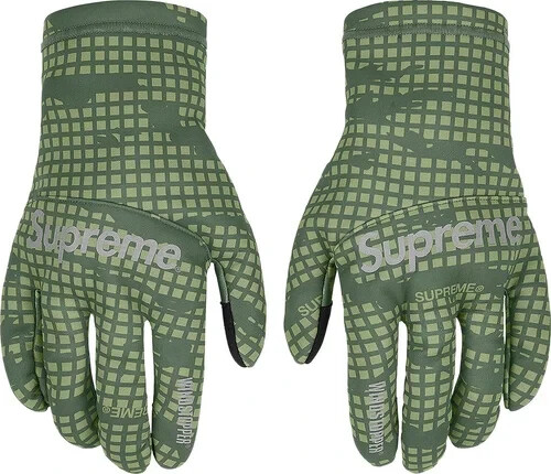Supreme Gore-Tex Windstopper Gloves Olive Grid Camo FW21 Size - M