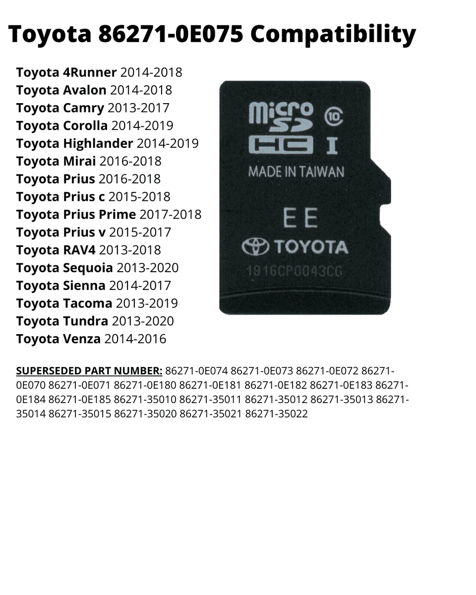 Toyota Navigation Micro SD Card Map Data 2023 Update OEM 86271