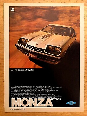 1977 CHEVY MONZA SPYDER V8—VINTAGE CHEVROLET ADVERTISEMENT AD | eBay