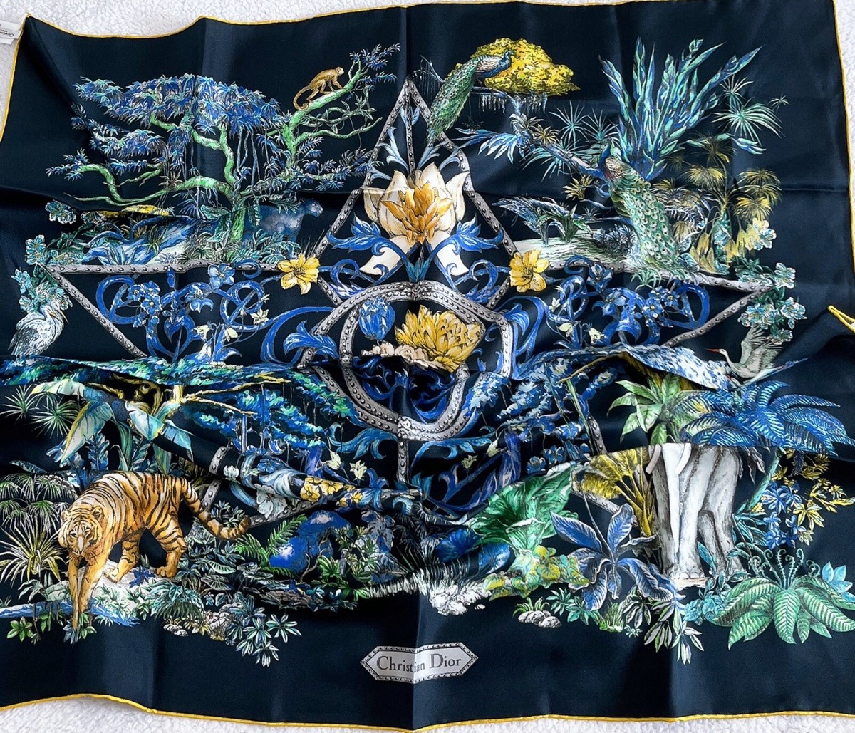 Christian Dior TOILE DE JOUY VOYAGE 90 Square Silk Scarf In Deep
