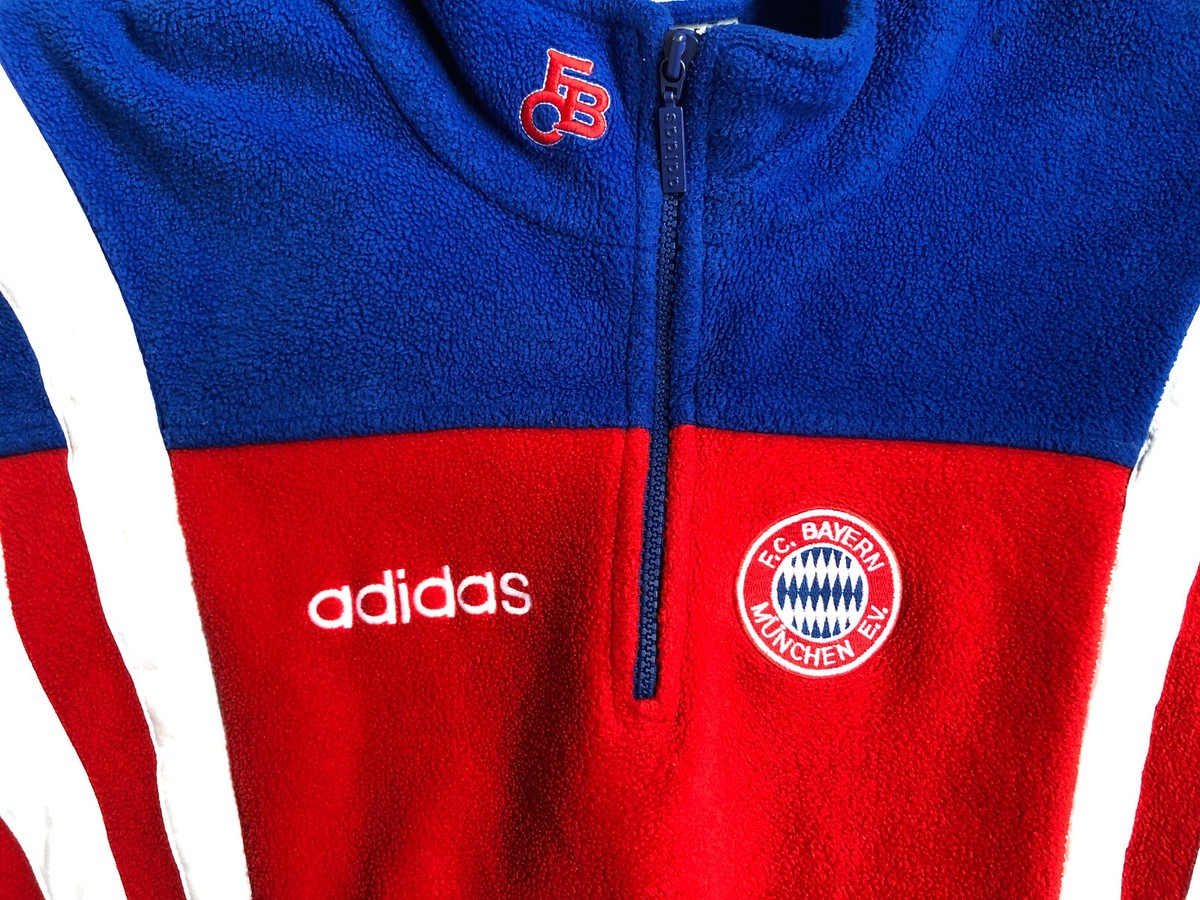 Adidas Vintage 90's Bayern Munich Football Fleece Top Jacket Size