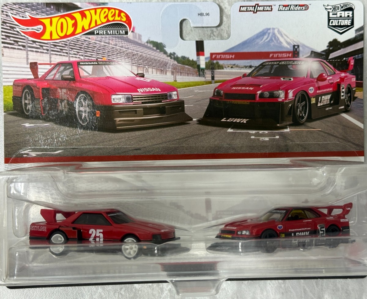 Hot Wheels Premium 2 Pack Nissan Skyline Silhouette/LB-ER34 Super