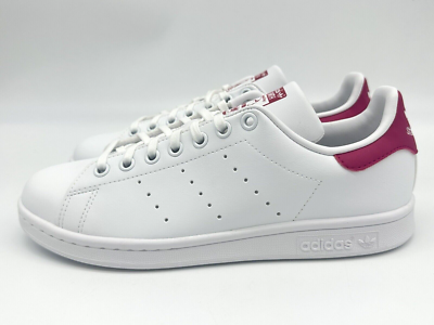 Adidas Stan Smith J Size 6 White Pink Trim Lace Up Casual Shoes