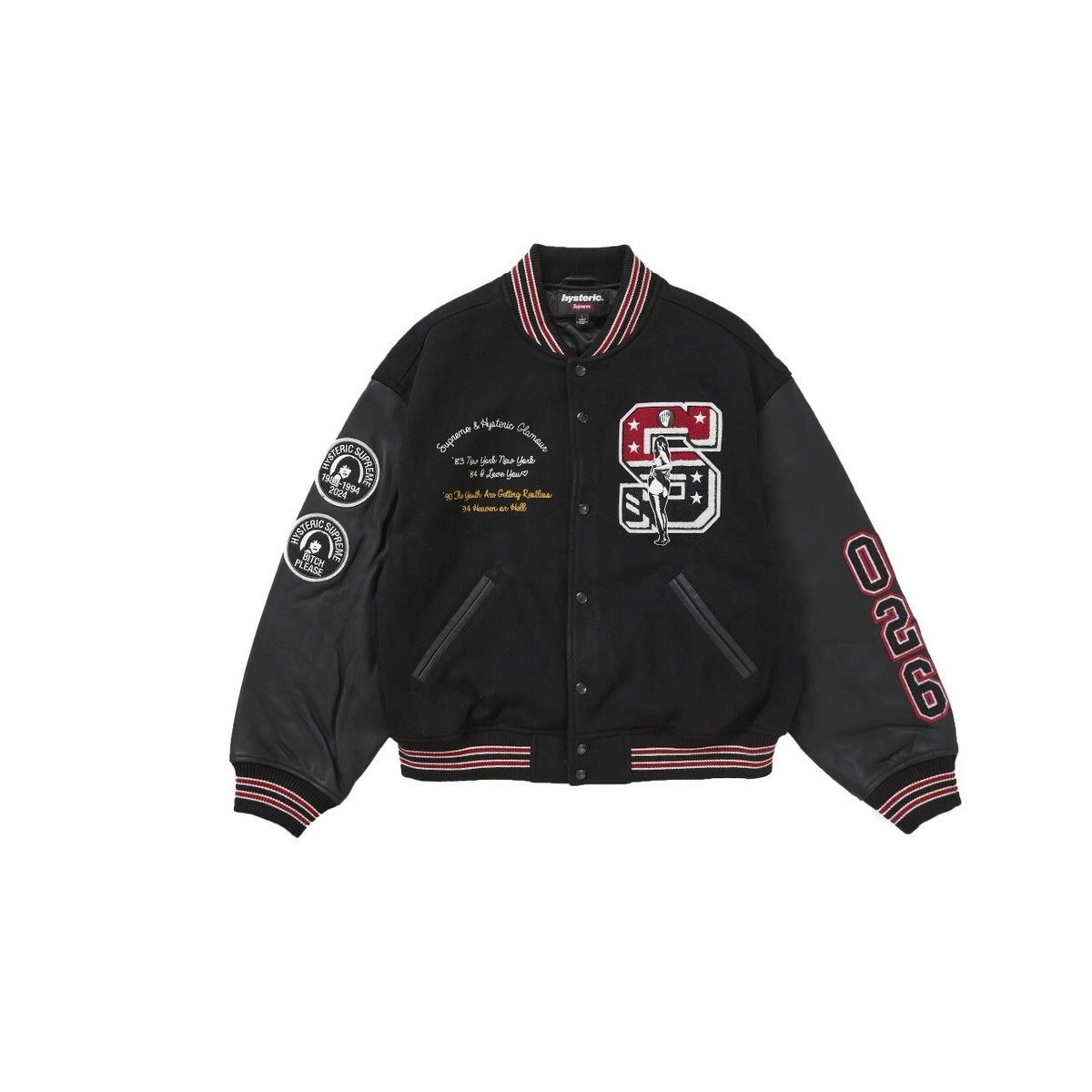 Supreme Hysteric Glamour Varsity Jacket Black Size: XL | eBay