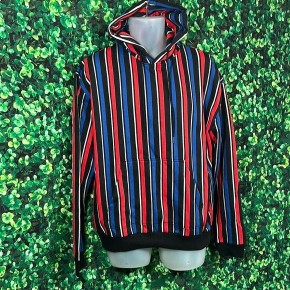 Urban Outfitters Small Vertical Striped Hoodie sweatshirt Red Blue