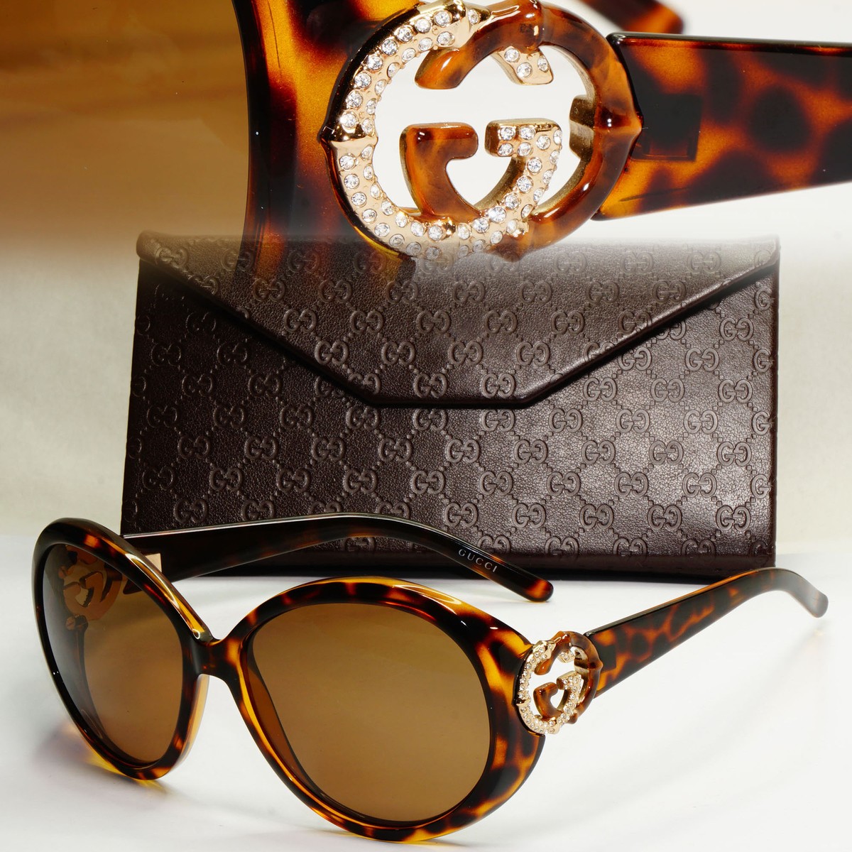 Gucci Sunglasses 2009 Vintage Brown Tortoise Gold Large GG 3069/S