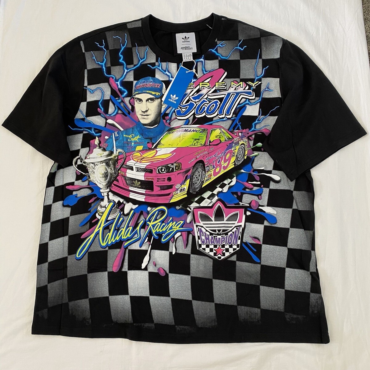 Adidas Jeremy Scott Shirt JS Rally NASCAR Style Print TEE Men's