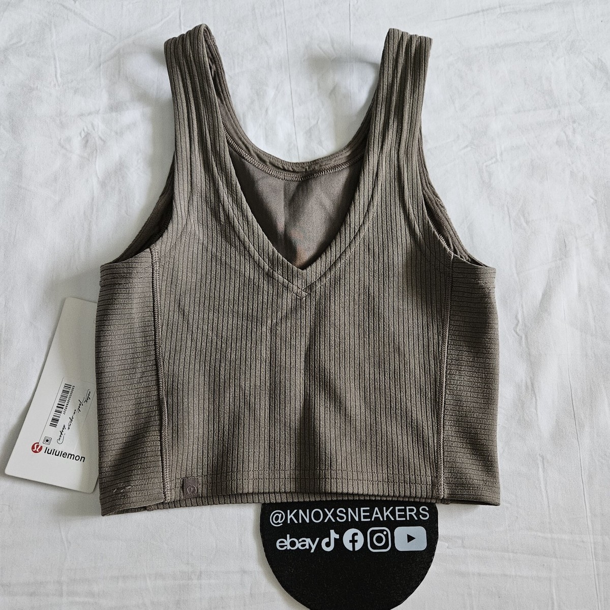 Lululemon Ribbed Softstreme Cropped Tank Nomad Brown NOMD Women's