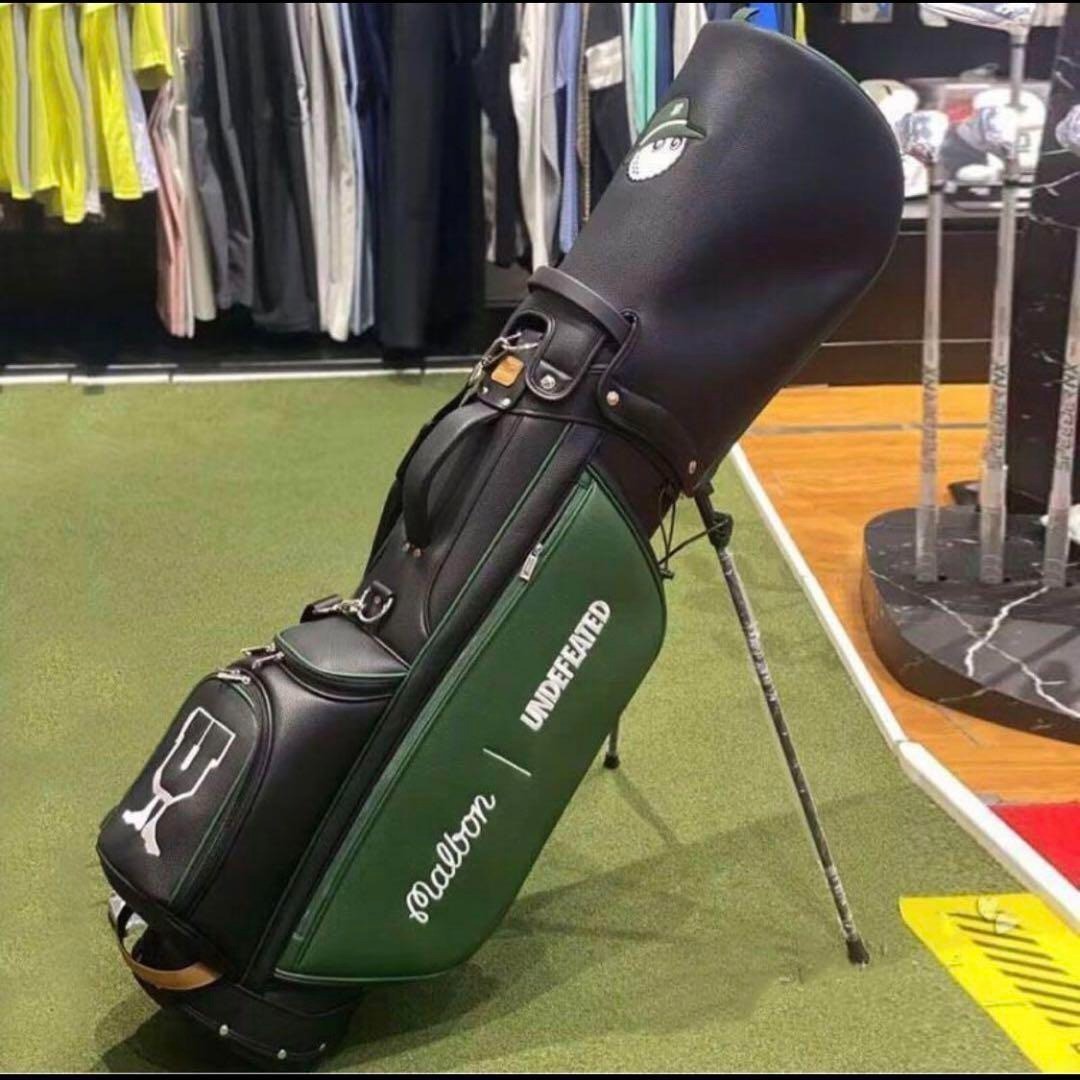 Malbon Golf × UNDEFEATED Golf Caddy Bag Green Black 2 hood covers