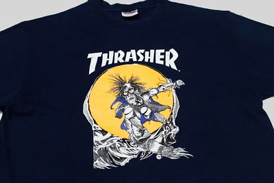 Vintage Late 90s Thrasher Magazine Skateboard T Shirt Pushead