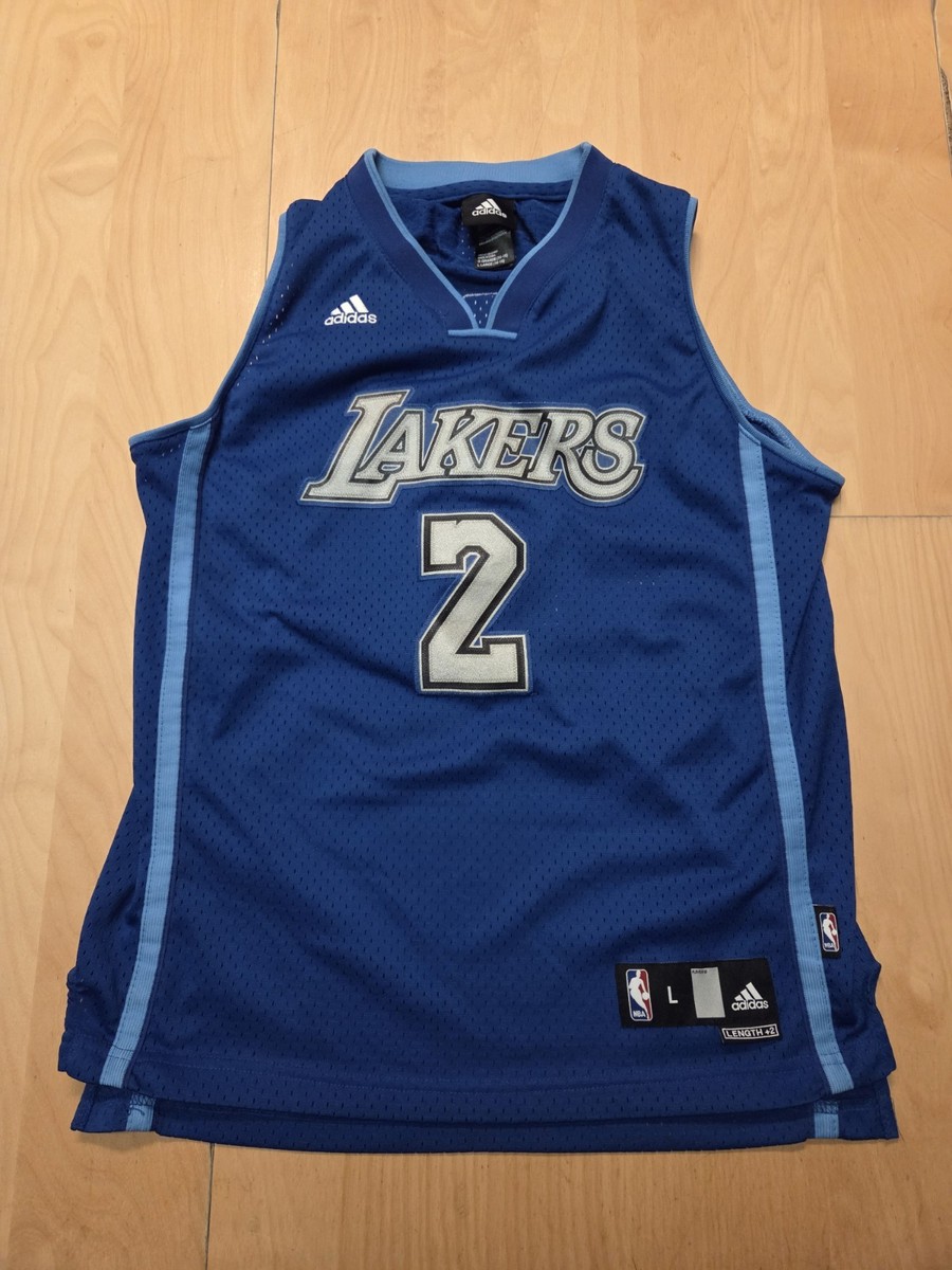 Adidas NBA Lakers Derek Fisher #2 Blue Youth Large Swingman Jersey