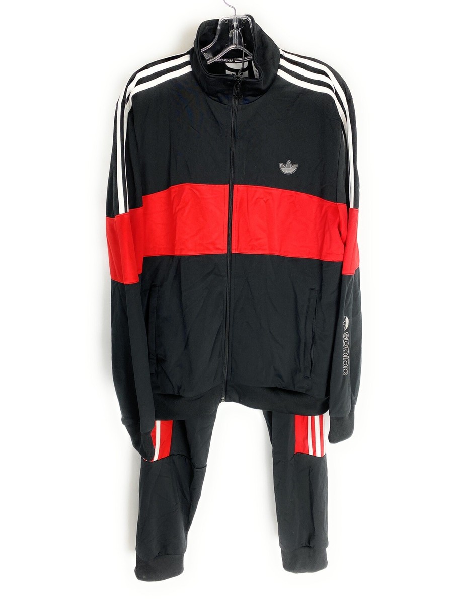 Adidas Mens Tracksuit Polyester Black and Red Size M | eBay