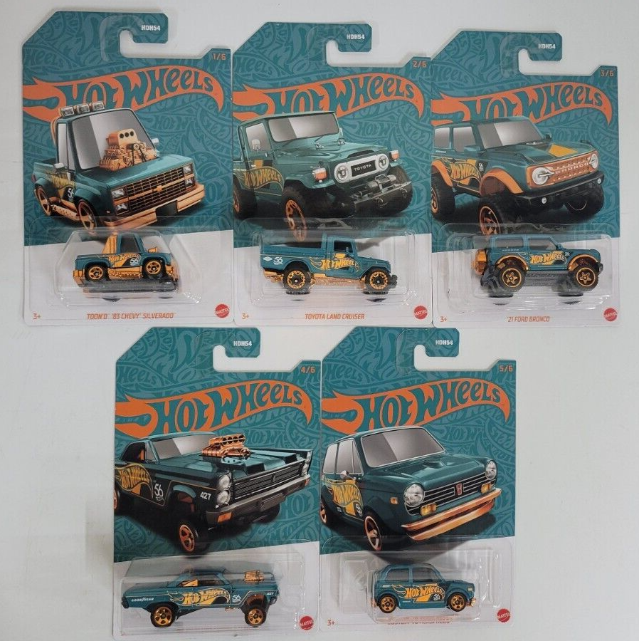 Hot Wheels 56th Anniversary Pearl & Chrome Set of 5 Cars HDH54