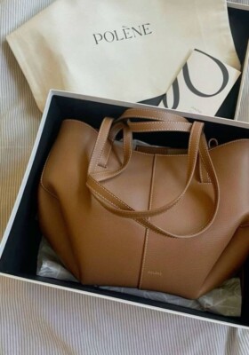 Polene Camel Big Size Leather Bag 42cm×8.5cm×25cm and 53cm×10.5cm