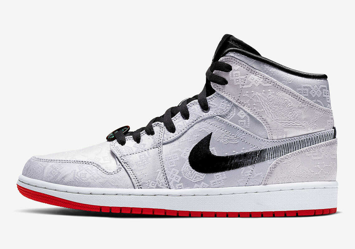 Nike Air Jordan 1 Mid Fearless CLOT Edison Chen Silver Red CU2804