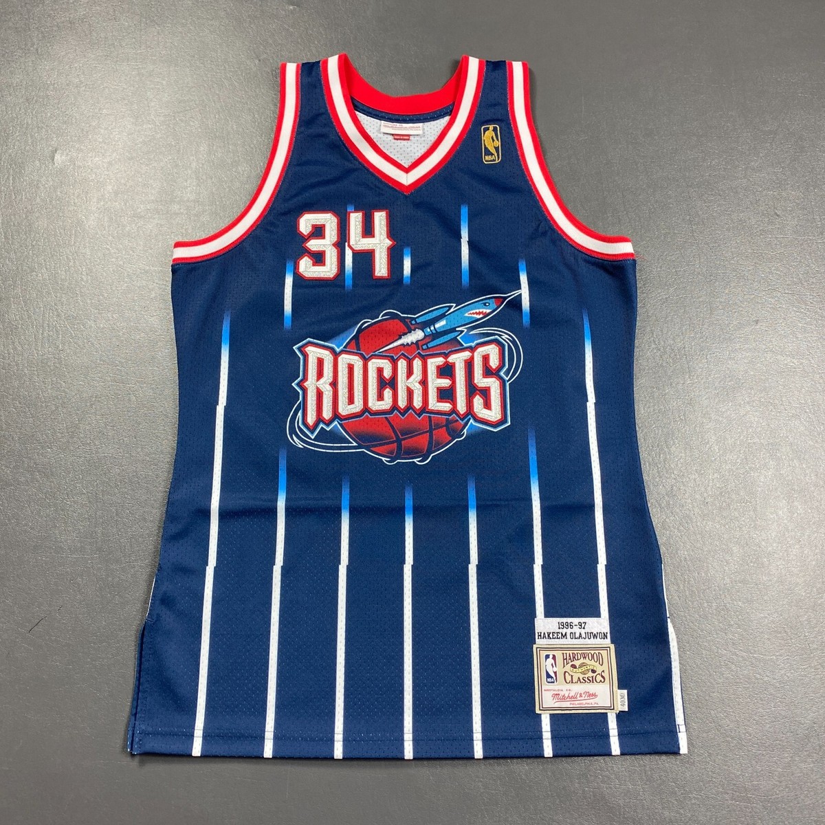 100% Authentic Hakeem Olajuwon Mitchell & Ness 96 97 Rockets