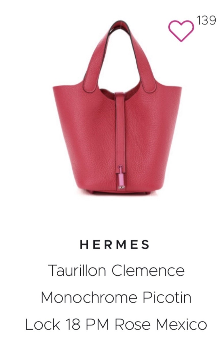 NEW Hermes Monochrome Picotin 18 Rose Mexico Clemence Pink