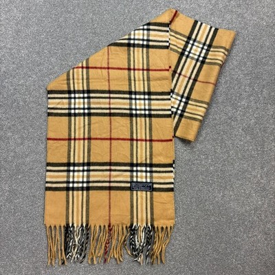 Burberry London Scarf 54x11 Inches Beige Nova Check 100% Lambswool