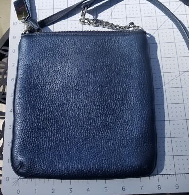 COACH #36502 Swagger Swingpack Metallic Blue Pebble Leather