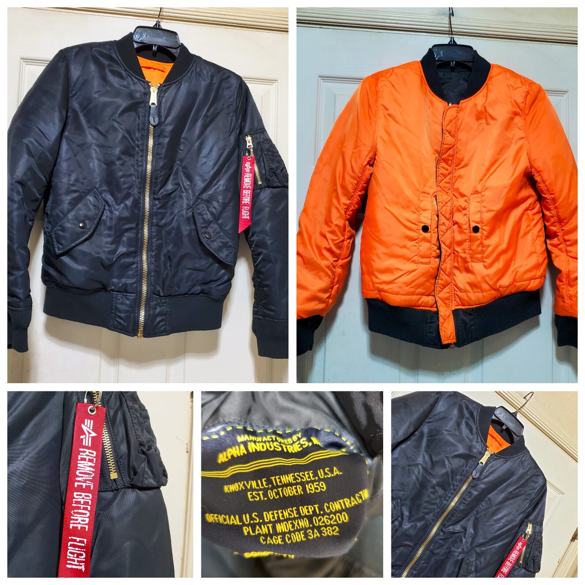 Alpha Industries Jacket Men S Black Orange MA 1 Bomber Flight