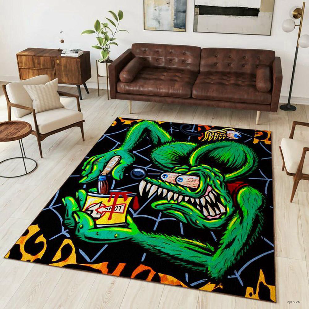 Hot Rod Rat Fink Doormat Hot Rod Garage Welcome Mat, Halloween