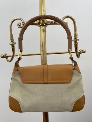 Vintage Gucci Jackie Taupe Suede Hobo Bag w/ Bamboo Handle Tom