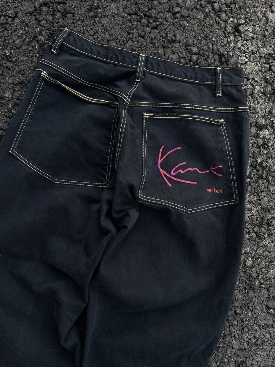 Vintage Rare Karl Kani Jeans Black Denim Script 2pac 36x30 Hip Hop