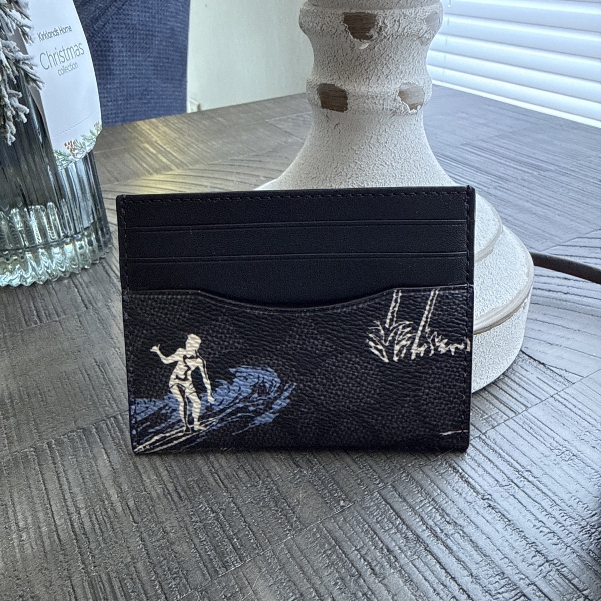 Coach CBJ93 Slim Id Card Case With Surf Print Signature Coated