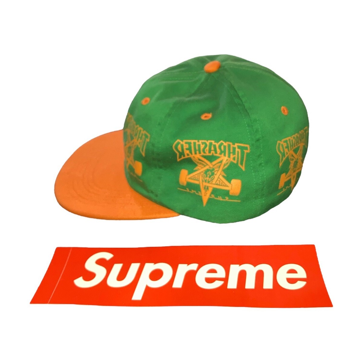 Supreme X Thrasher 6-Panel Hat Green/Orange FW21 Size Small