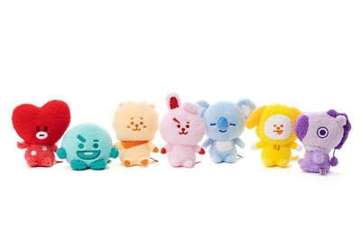 BTS BT21 SET of 7 5th Anniversary Rainbow Color Bean Doll Plush