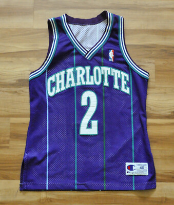 Larry Johnson Charlotte Hornets Champion Jersey Authentic Purple