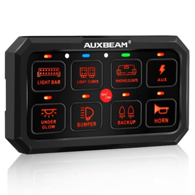 AUXBEAM RGB 8 Gang Switch Panel Relay System For Jeep Wrangler JL