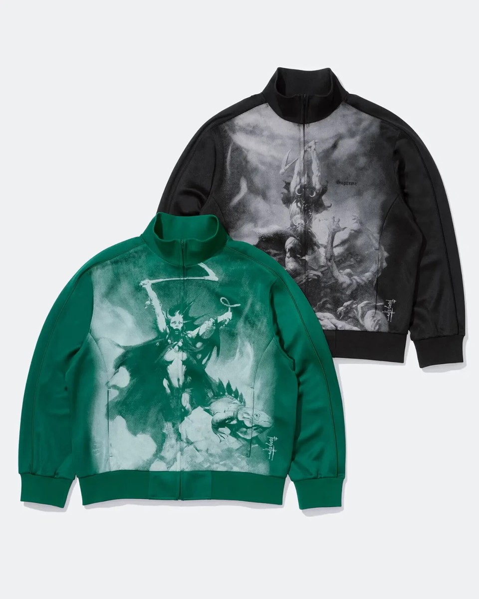 Supreme x Frank Frazetta Track Jacket Black Dark Green 2colors