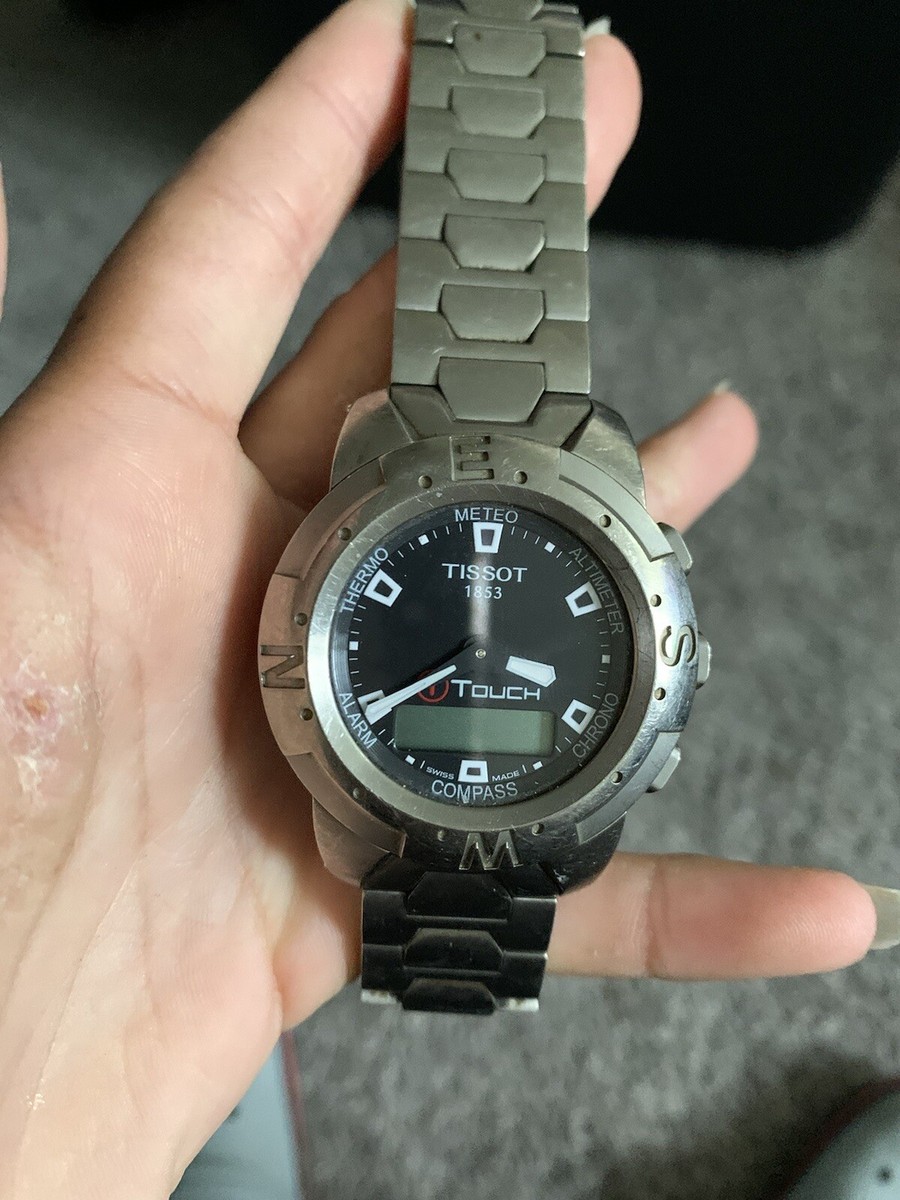 Tissot T-Touch II Polished Titanium Black Dial Quartz 43mm Watch