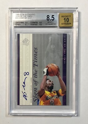 1999-00 SP Auth Sign of the Times Kobe Bryant BGS 8.5 w/2x9.5 (Pop