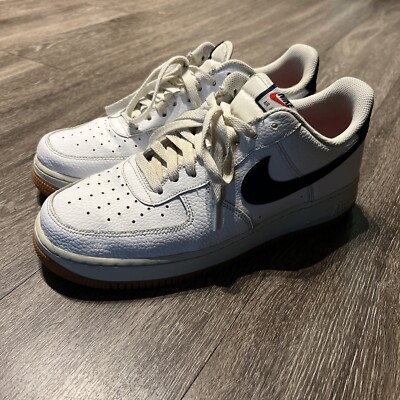 Nike Air Force 1 C10057-100 Size 10 White Obsidian Pebbled Leather