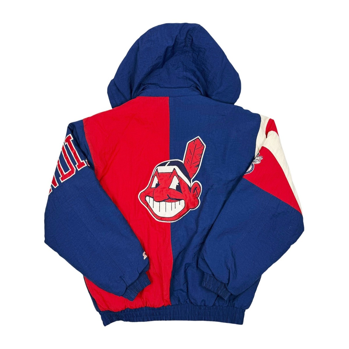 Vtg Rare MLB Cleveland Indians Big Split Logo Starter Full Zip
