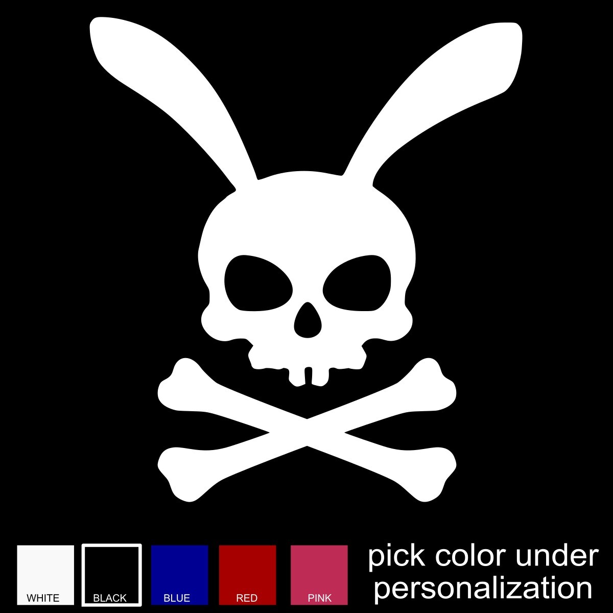 Bunny Skull and Crossbones Decal, Evil Rabbit Silhouette Sticker