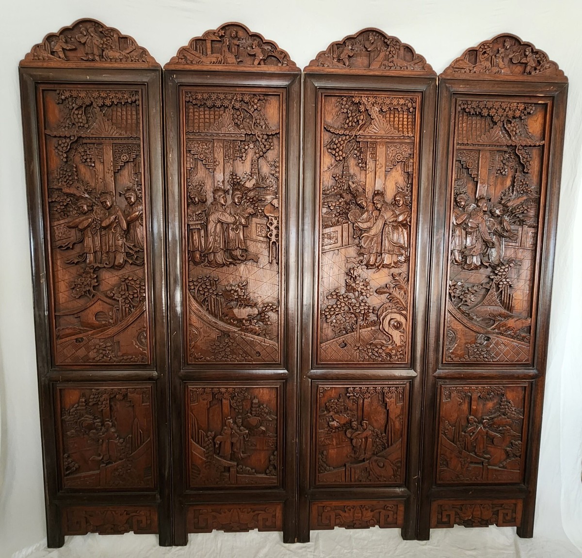 Antique Chinese Carved Wooden Room Divider Partition Privacy