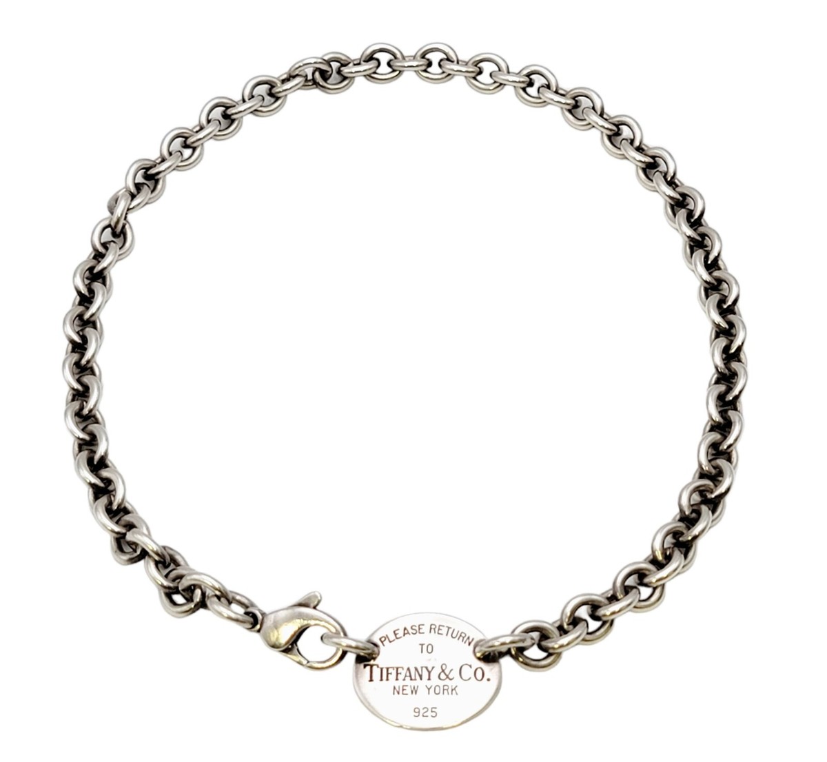Tiffany & Co. Necklace Sterling Silver 925 Oval Tag Return To