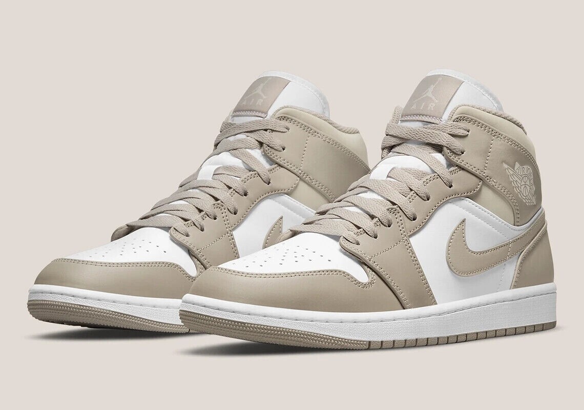 Nike Air Jordan 1 Mid 'Linen' College Grey 554724-082 Men's Sizes