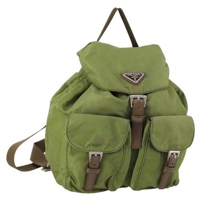 PRADA Backpack Nylon Green Silver Auth BA5271 | eBay